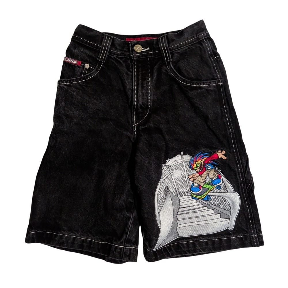 JNCO Black Kids Skateboard Graphic Shorts